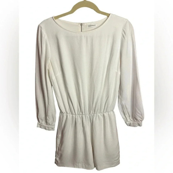 Club Monaco White Contemporary Short‎ Romper 3/4 Sleeve Size 0 - Picture 2 of 14